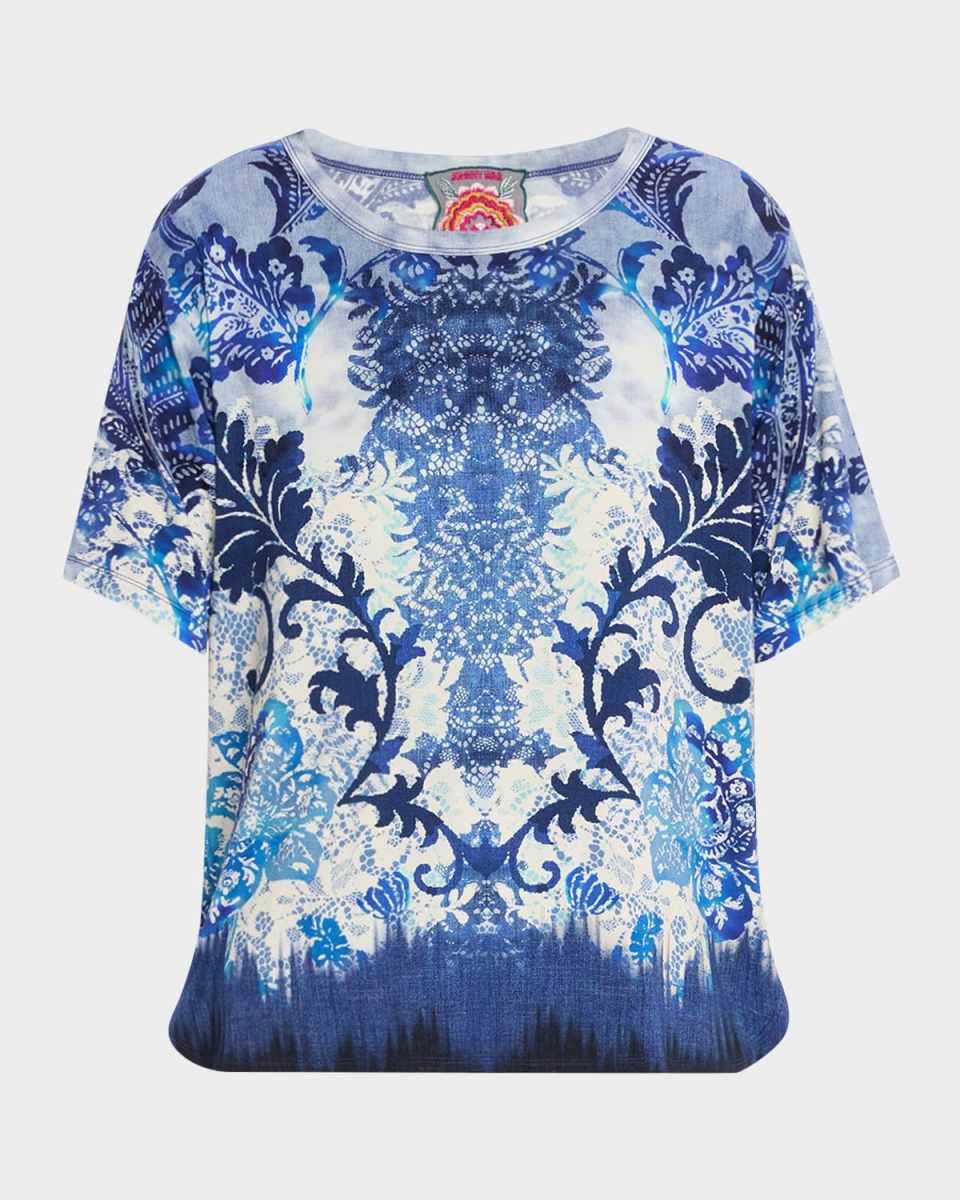 The Janie Floral & Lace-Print Jersey T